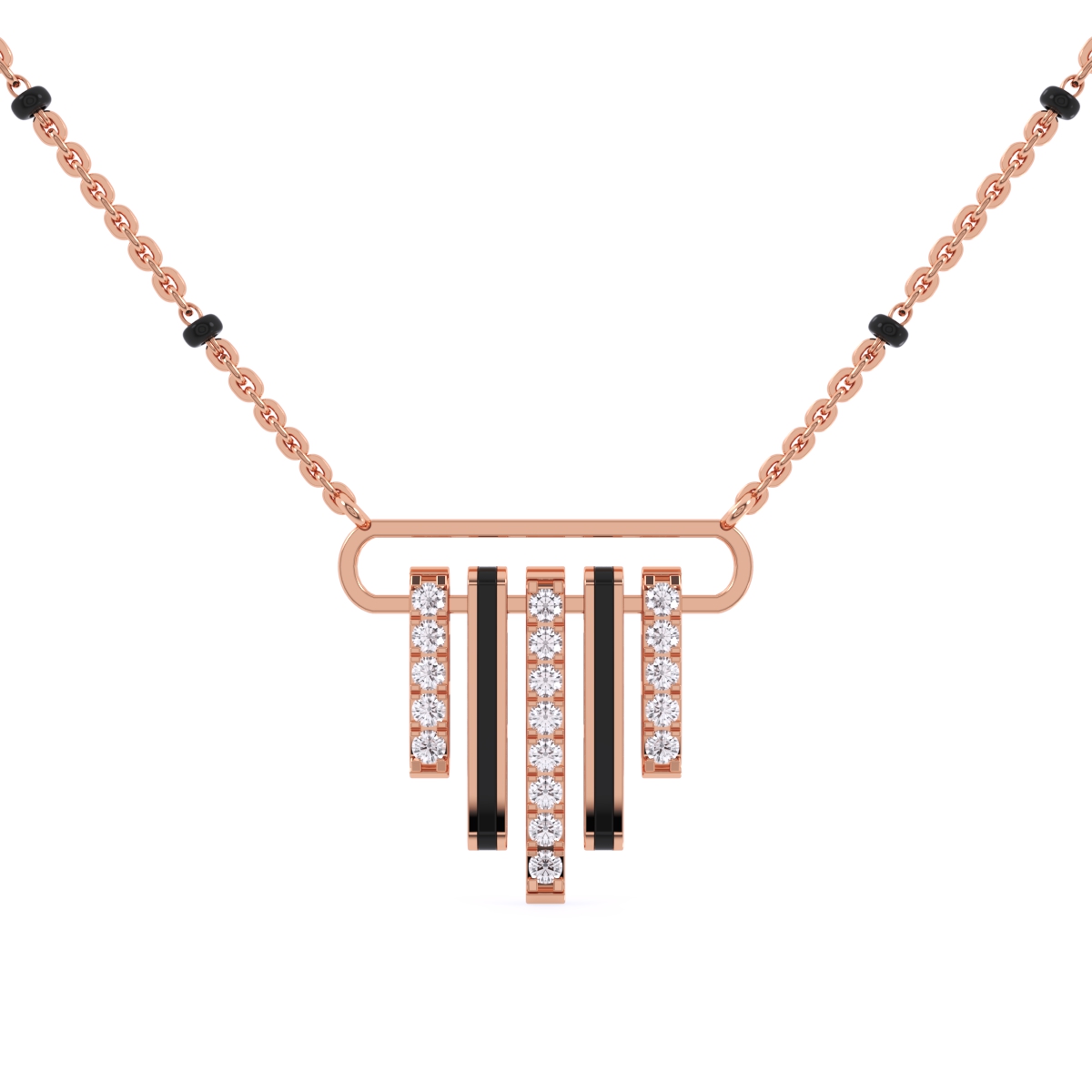 Attractive Round Bar Diamond Mangalsutra For Her